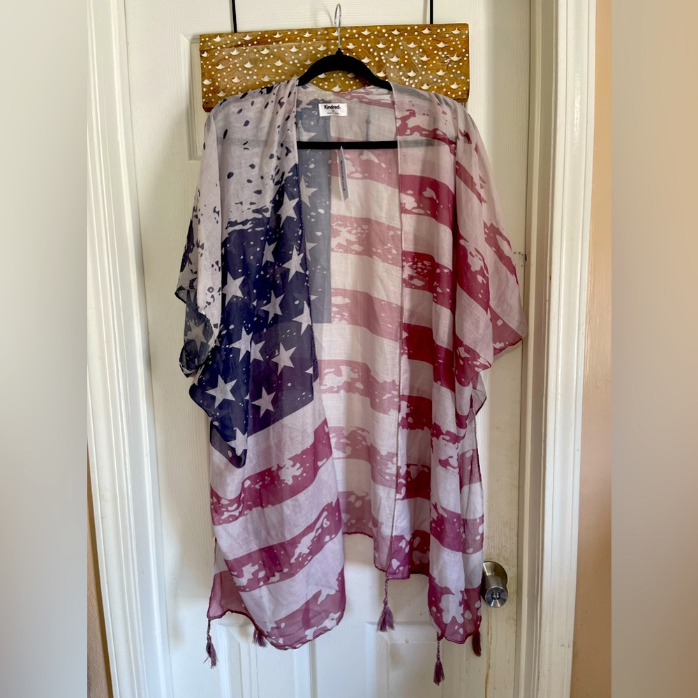 COPY - Women’s Fourth of July American flag coverup cardigan